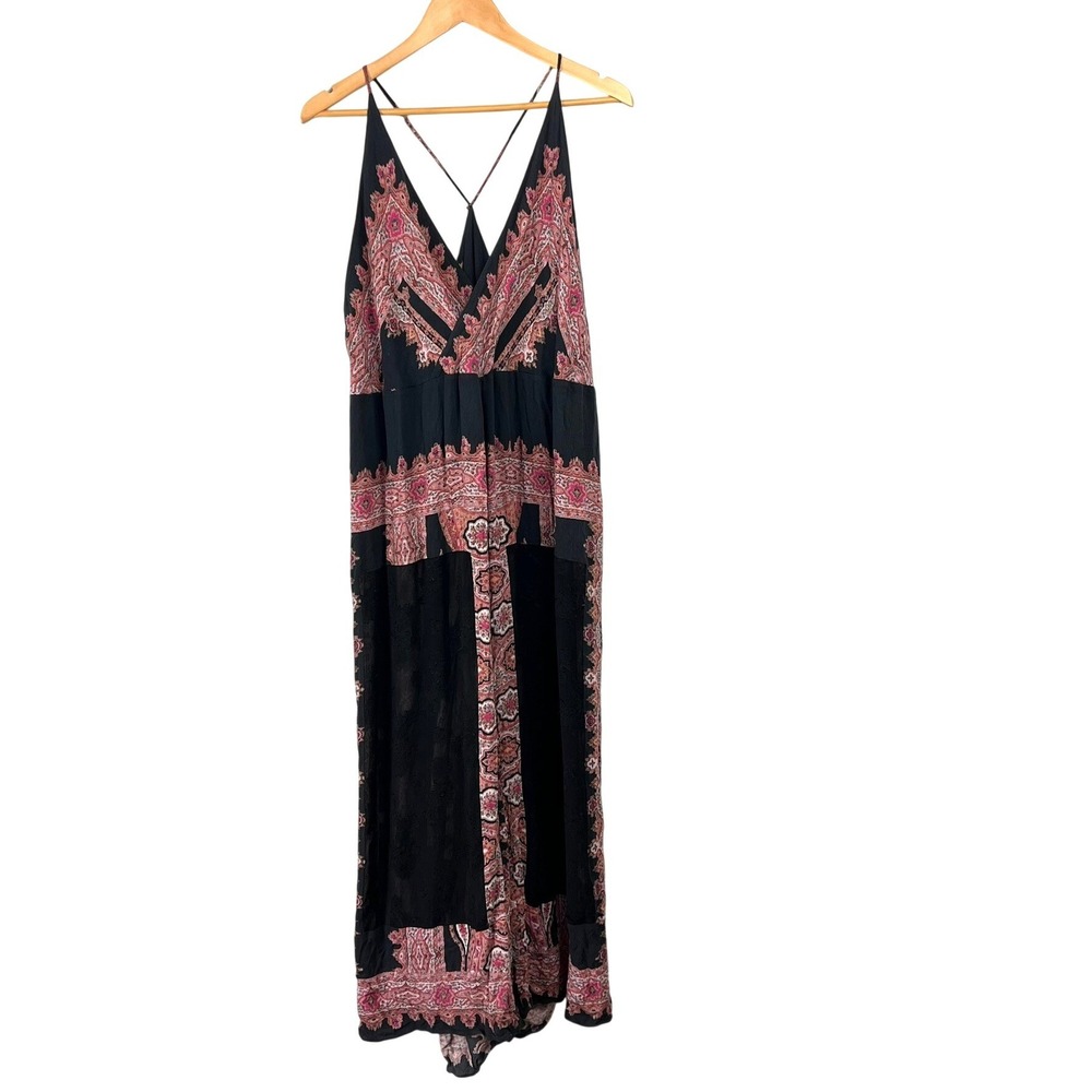 Free People Heart Snatcher Paisley Print Wide Leg Jumpsuit S Boho Festival Beach